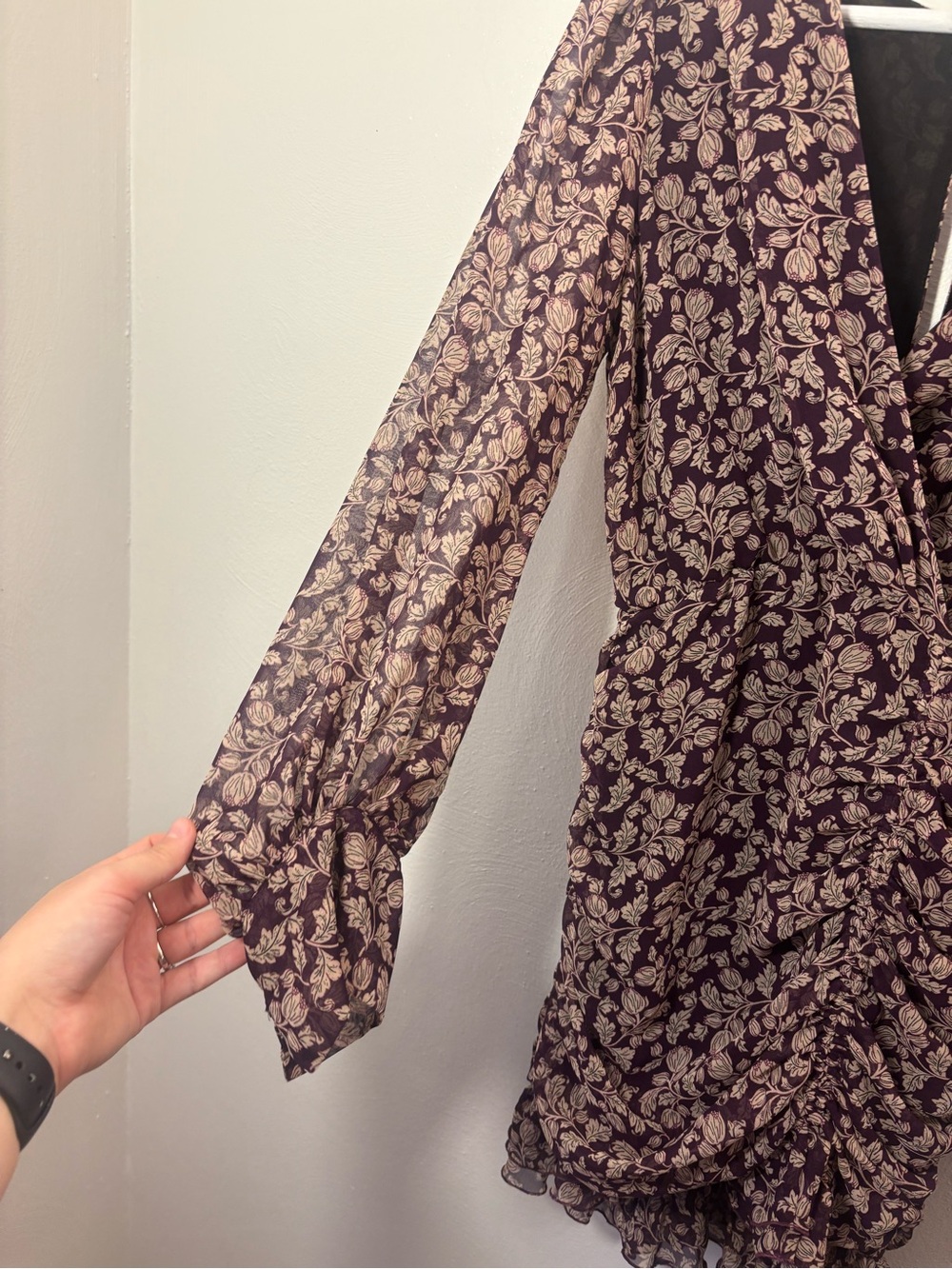 Zara Floral Wrap/Ruching Mini Dress Size Small - Picture 4 of 12